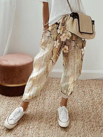 👍💐Pantalón casual de mujer en algodón y lino, opcionalmente multicolor