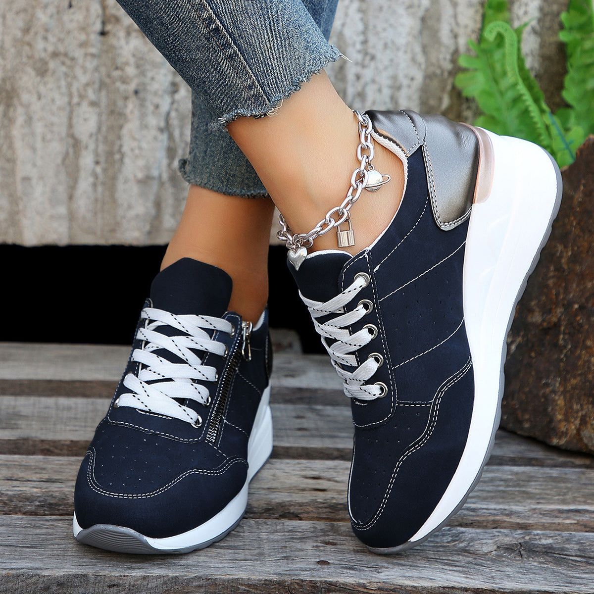 🔥50% de descuento: (Tallas 36-43) Zapatillas deportivas ortopédicas para mujer, modernas y cómodas, con cremallera lateral y suela gruesa.