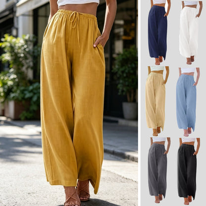 ✅Pago contra reembolso - (S-5XL) 2026 nuevos pantalones anchos de algodón y lino para mujer - transpirables y frescos