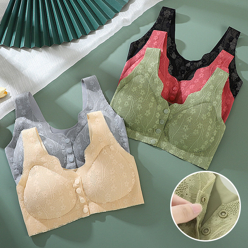 😍【Paquete de 2 piezas】Sujetador sin aros con botón frontal para mujer