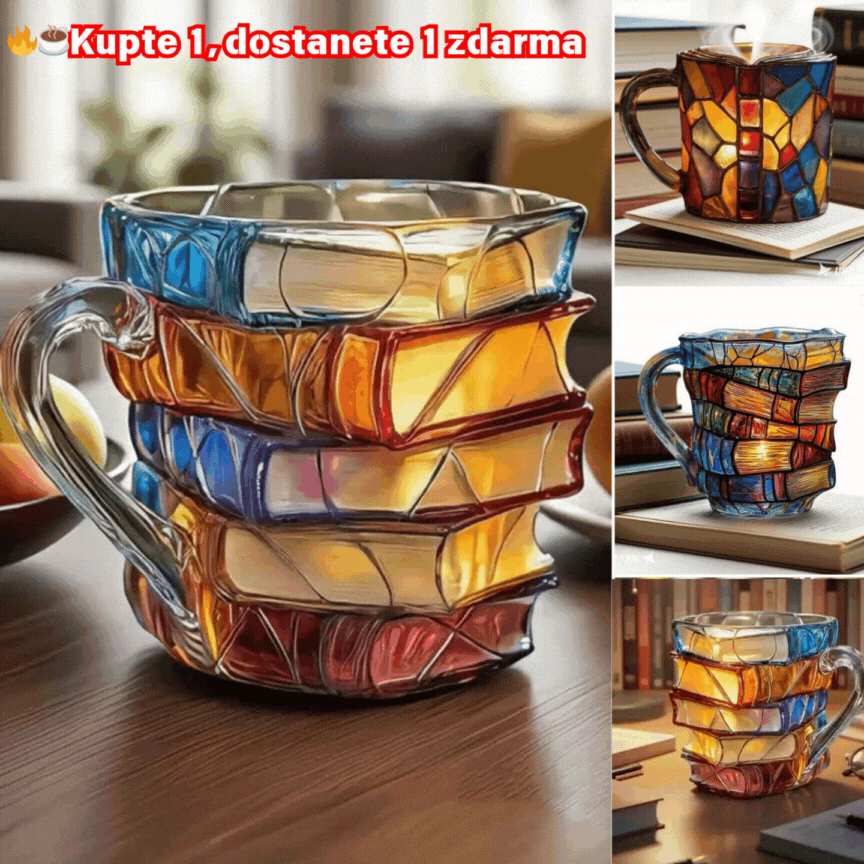 📚✨️3D malovaný kávový hrnek ve tvaru knihy