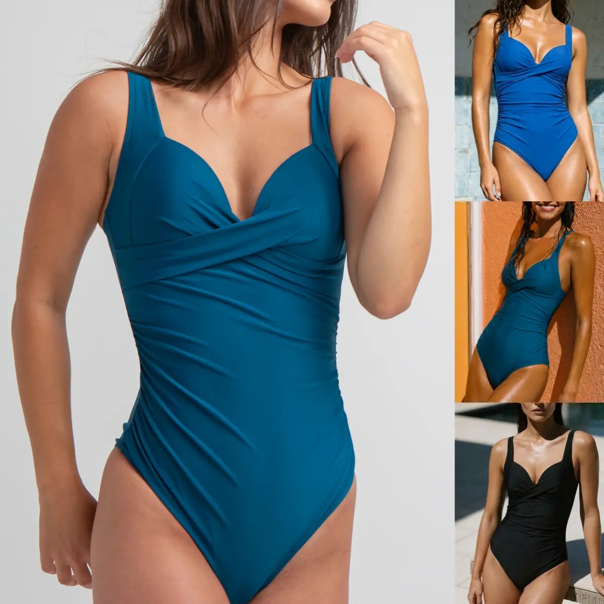 🏖️【S-2XL】(40–90 kg) Lahke in elegantne ženske kopalke z V-izrezom, hitro sušeče, zračne in udobne.