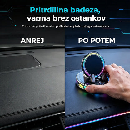 📱 Avtomobilsko držalo z RGB-osvetlitvijo, samodejnim vpenjanjem in 15-vatnim brezžičnim polnjenjem