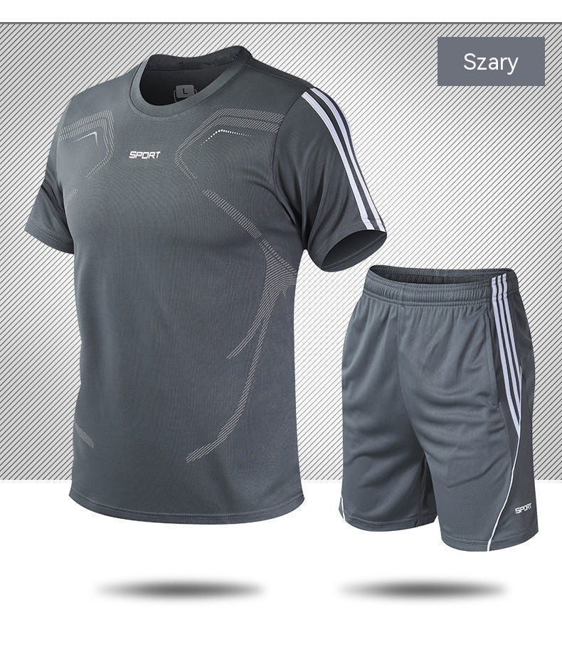 【L-5XL】Moški poletni športni komplet – majica s kratkimi rokavi in kratke hlače; ohlapen, ležeren slog, večje velikosti, moderen dizajn
