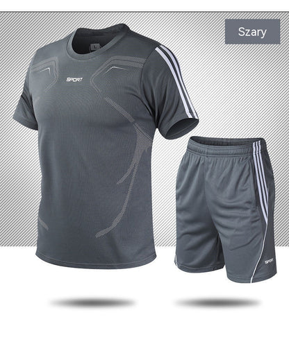 【L-5XL】Moški poletni športni komplet – majica s kratkimi rokavi in kratke hlače; ohlapen, ležeren slog, večje velikosti, moderen dizajn