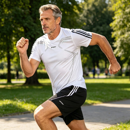 【L-5XL】Moški poletni športni komplet – majica s kratkimi rokavi in kratke hlače; ohlapen, ležeren slog, večje velikosti, moderen dizajn