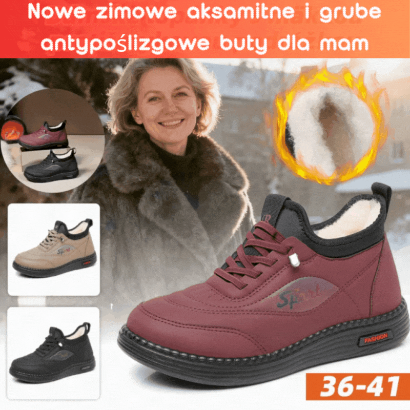 👟【35-41】Nowe zimowe aksamitne i grube antypoślizgowe buty dla mam, modne i uniwersalne ciepłe bawełniane buty, miękkie śniegowce