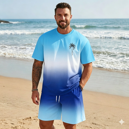 🌴【S-5XL】 Nov moderen moški poletni komplet s potiskano majico in kratkimi hlačami; ohlapen, ležeren kroj.