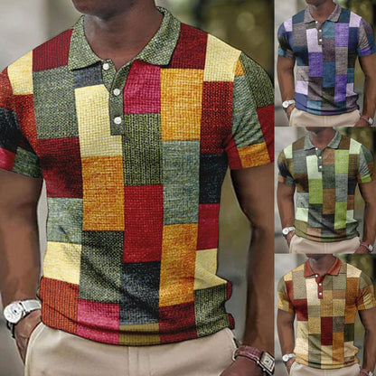 💥👕【S-5XL】Moška polo majica za prosti čas z geometrijskim potiskom 2026