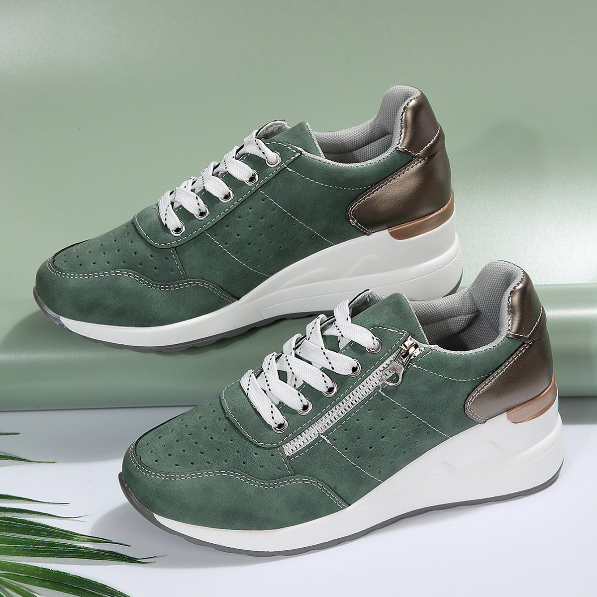 🔥50% de descuento: (Tallas 36-43) Zapatillas deportivas ortopédicas para mujer, modernas y cómodas, con cremallera lateral y suela gruesa.