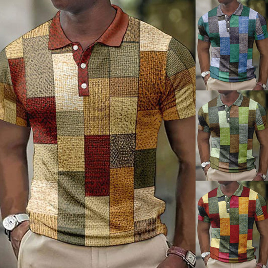 💥👕【S-5XL】Moška polo majica za prosti čas z geometrijskim potiskom 2026