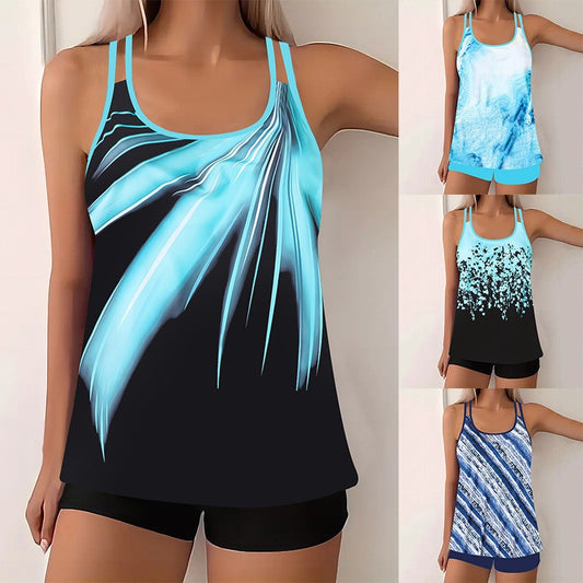 【S-5XL】Conjunto de traje de baño de dos piezas para mujeres de tallas grandes, corte holgado, perfecto para las vacaciones.