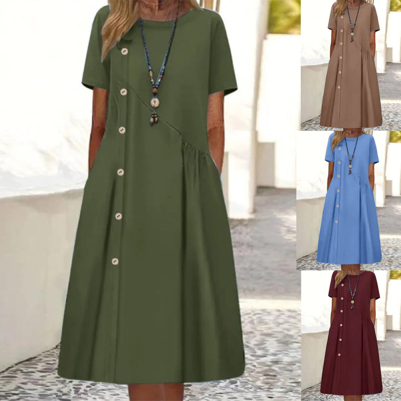 ✅Pago contra entrega - 💥Nuevo vestido de verano para mujer 2026 con botones - Elegante y con estilo, con bolsillos