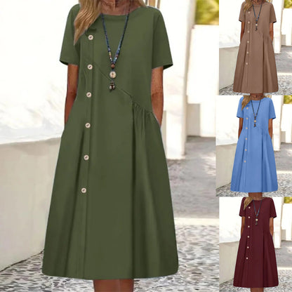 ✅Pago contra entrega - 💥Nuevo vestido de verano para mujer 2026 con botones - Elegante y con estilo, con bolsillos